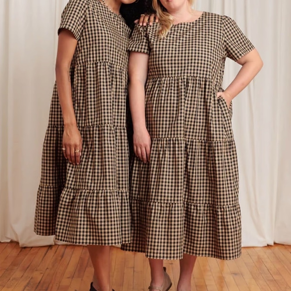 Tradlands Black and Tan Checkered Maxi Dress